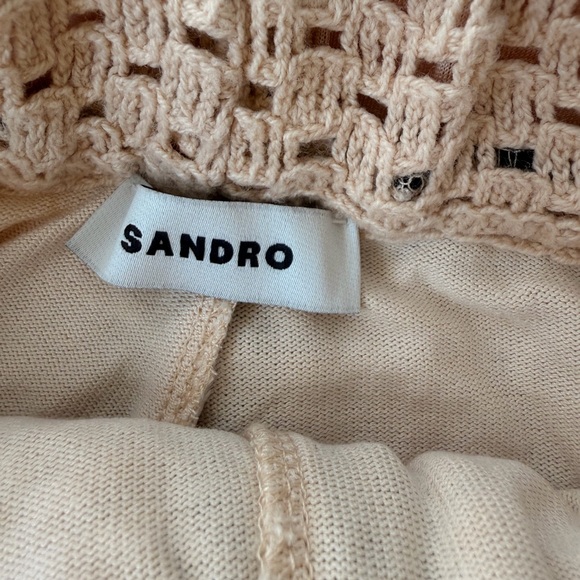 Sandro Flower Motif Crochet Knit Trousers | Cotton Blend Straight Leg - Picture 2 of 6